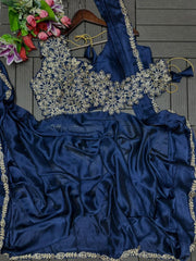 saree with Embroidery Blouse - Vastra Gehna