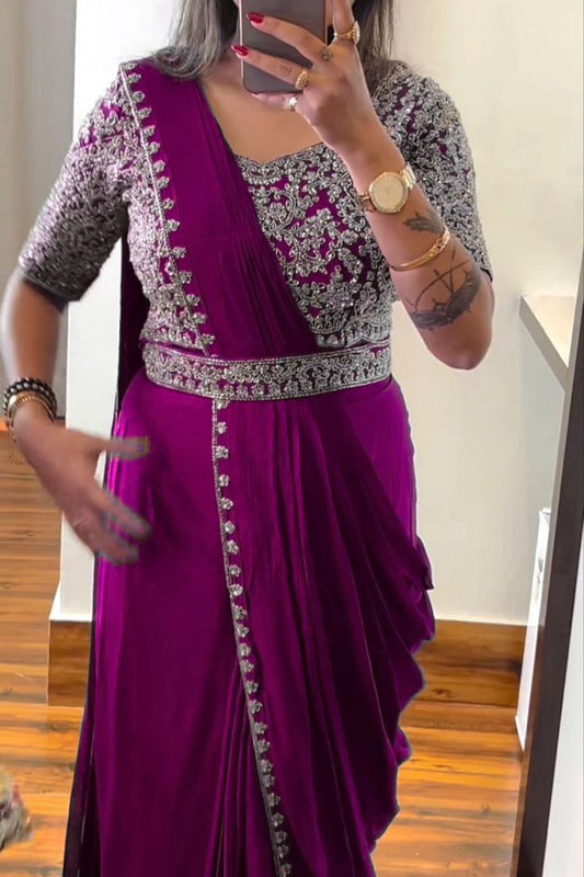 New Super Trending Embroidery work saree with Embroidery Blouse* - Vastra Gehna