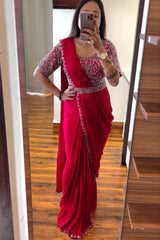 New Super Trending Embroidery work saree with Embroidery Blouse* - Vastra Gehna