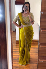 New Super Trending Embroidery work saree with Embroidery Blouse* - Vastra Gehna