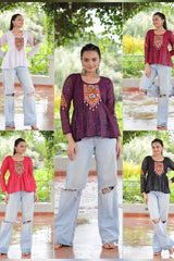 Georgette Schiffli work with  Kutchi Gamthi Patch Work