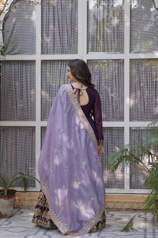 Star Georgette with Embroidery LEHENGA - Vastra Gehna