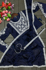 Heavy Rangoli ready to wear saree with Embroidery Blouse - Vastra Gehna