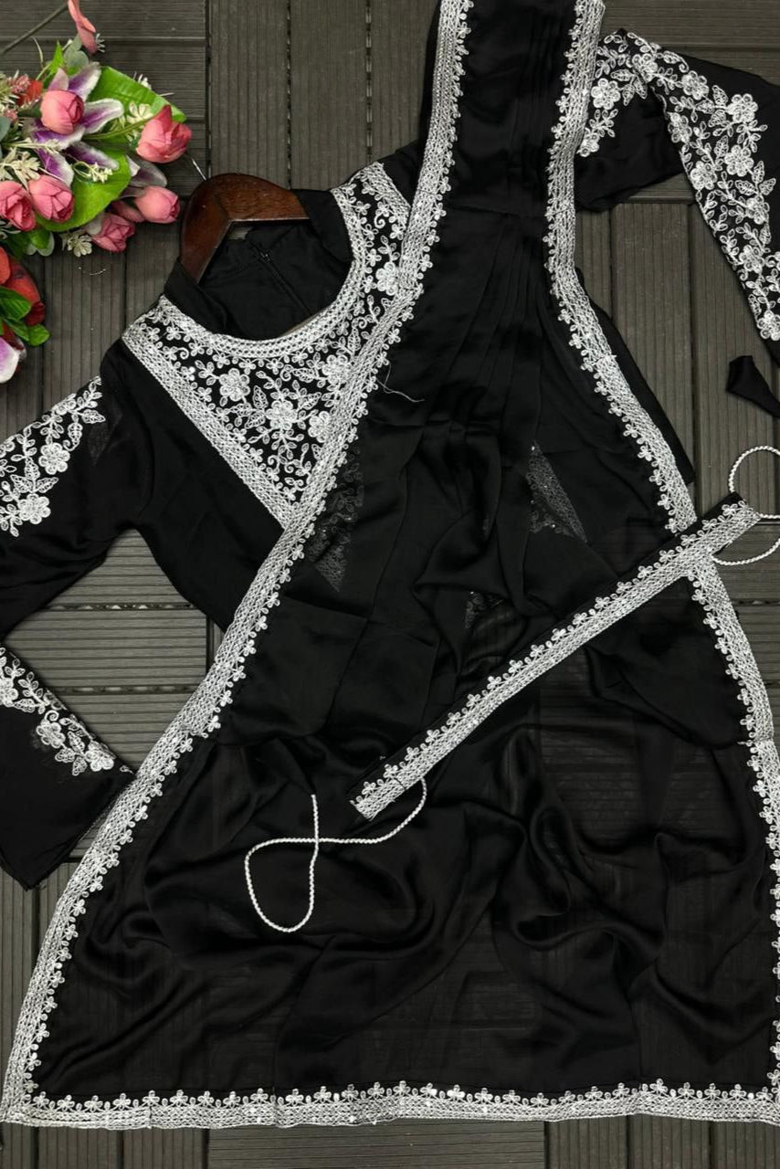 Heavy Rangoli ready to wear saree with Embroidery Blouse - Vastra Gehna