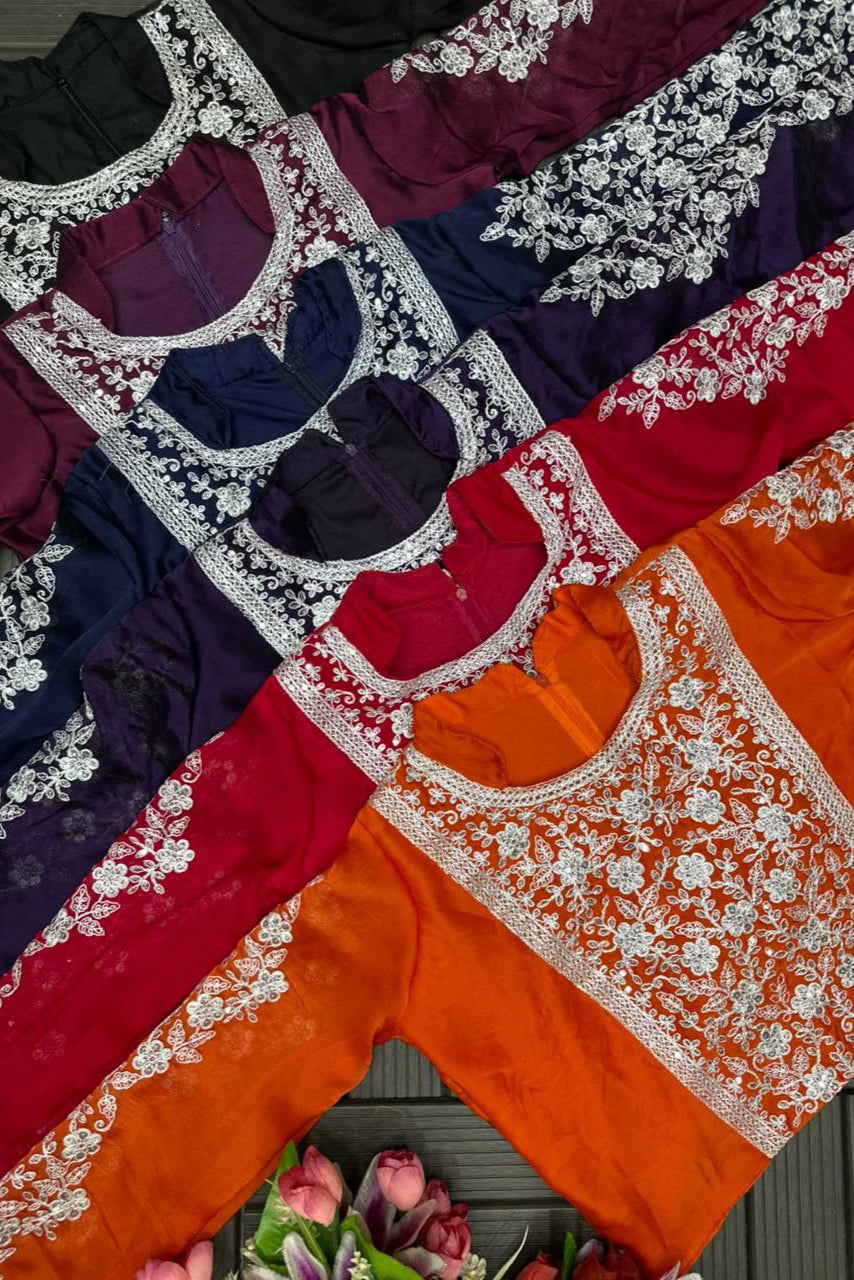 Heavy Rangoli ready to wear saree with Embroidery Blouse - Vastra Gehna