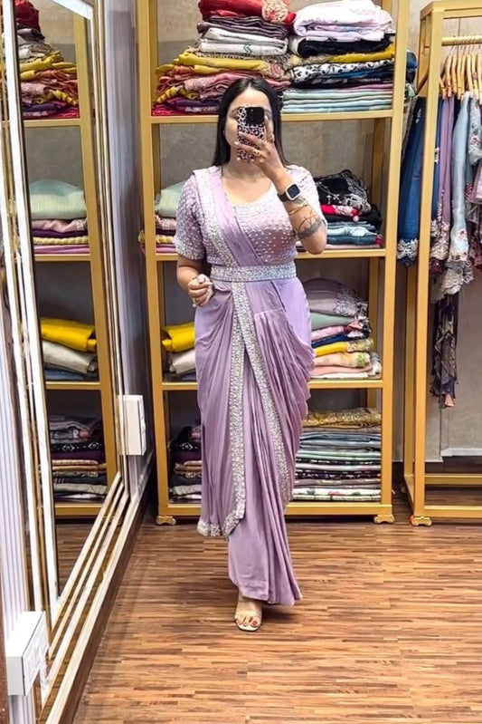 saree with Embroidery Blouse - Vastra Gehna