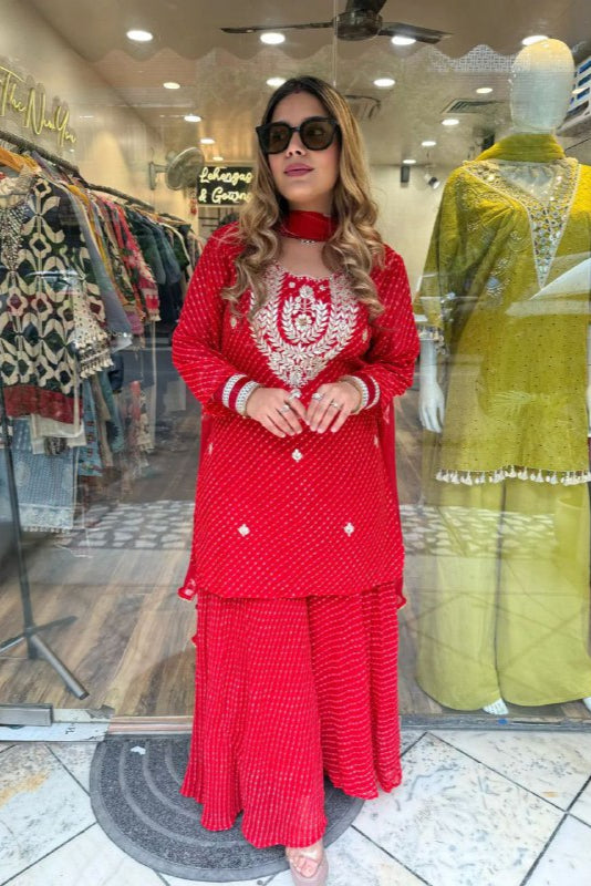 New Party Wear Look Top , Sarara With Dupatta - Vastra Gehna