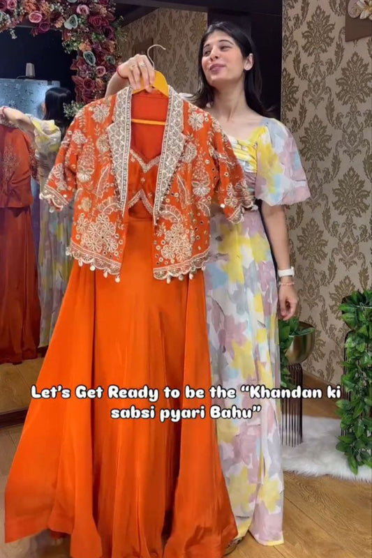 Heavy Rangoli  Koti with Lehenga - Vastra Gehna
