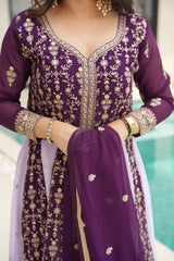 Rich Zari & Sequins Gown with dupatta - Vastra Gehna