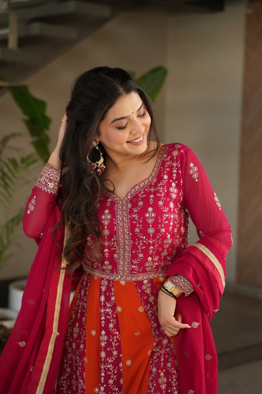 Rich Zari & Sequins Gown with dupatta - Vastra Gehna