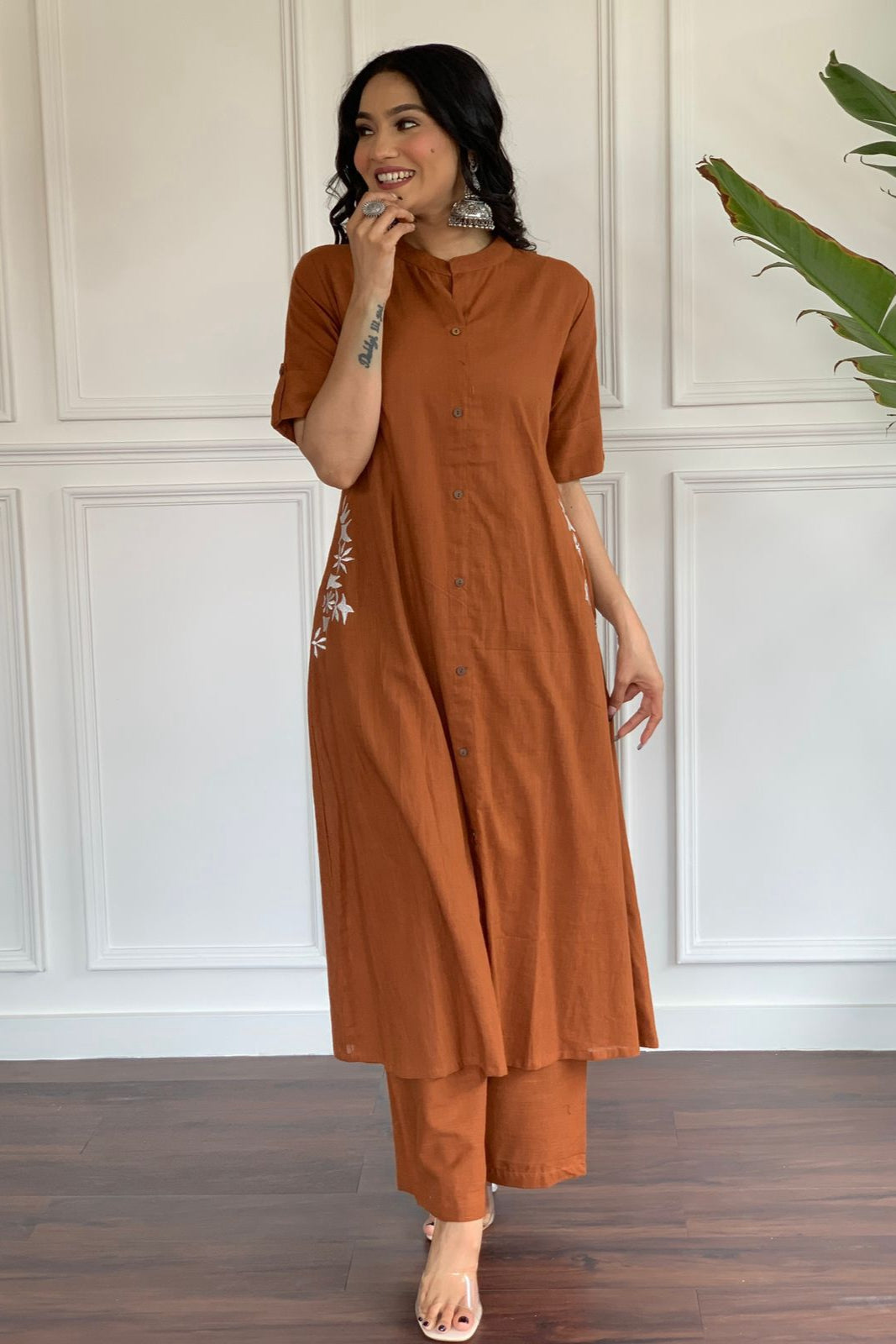 Our elegant  designer printed kurta & plazzo co-ord set set pure cotton - Vastra Gehna