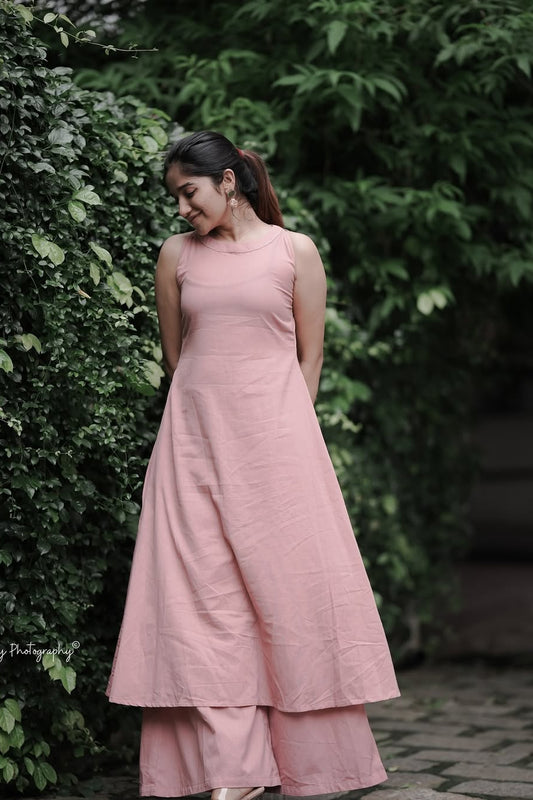 Our elegant designer printed kurta & plazzo  co-ord set set pure cotton - Vastra Gehna