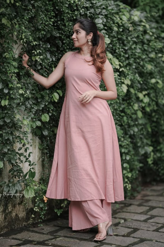Our elegant designer printed kurta & plazzo  co-ord set set pure cotton - Vastra Gehna