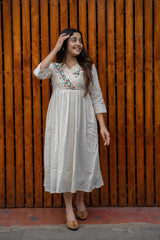 Our elegant designer printed kurta as gown set pure cotton. - Vastra Gehna