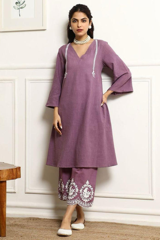Our elegant designer printed kurta & plazzo with dupatta  as gown set pure cotton. - Vastra Gehna