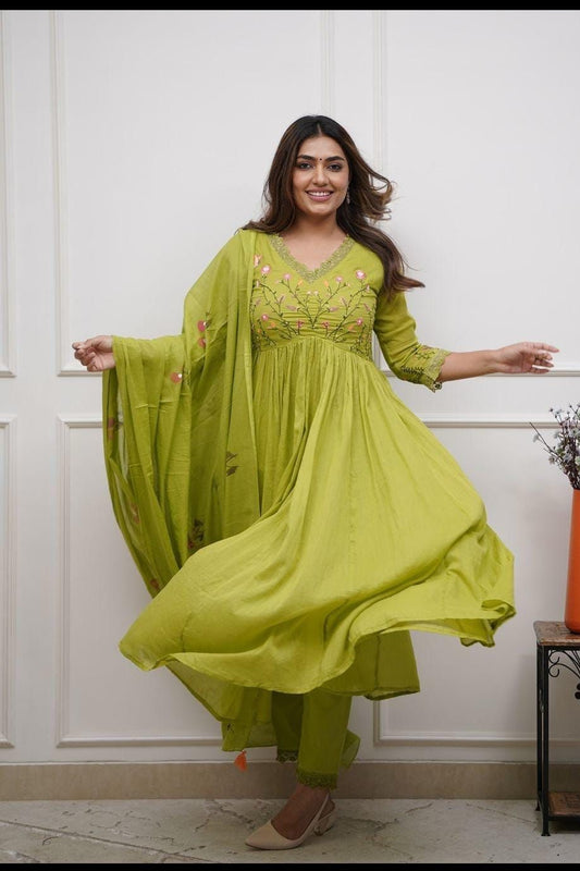 Our elegant designer  work kurta & plazzo with dupatta co-ord set pure cotton - Vastra Gehna