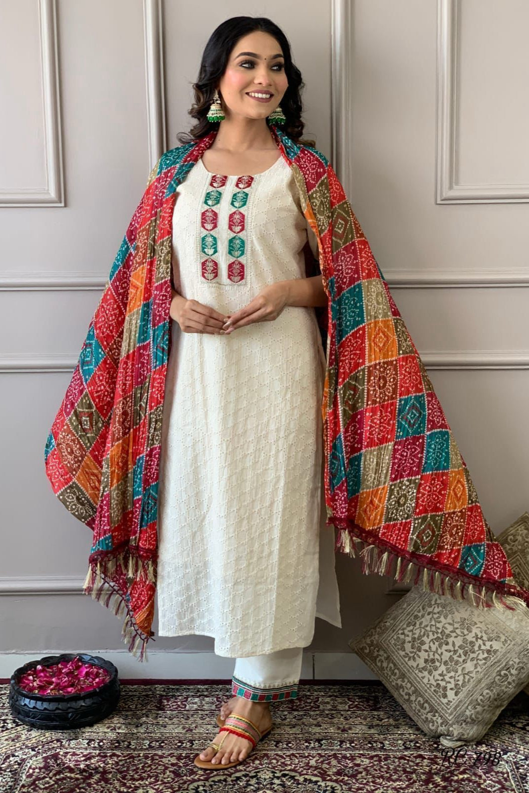 Our elegant  designer printed kurta & plazzo with dupatta  co-ord set set pure cotton. - Vastra Gehna