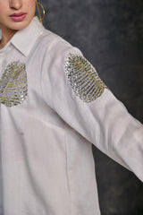 Our elegant  designer shimmer kurta & plazzo co-ord set set pure cotton - Vastra Gehna
