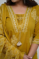 Our elegant designer printed kurta ; plazzo with dupatta co-ord set set pure cotton. - Vastra Gehna