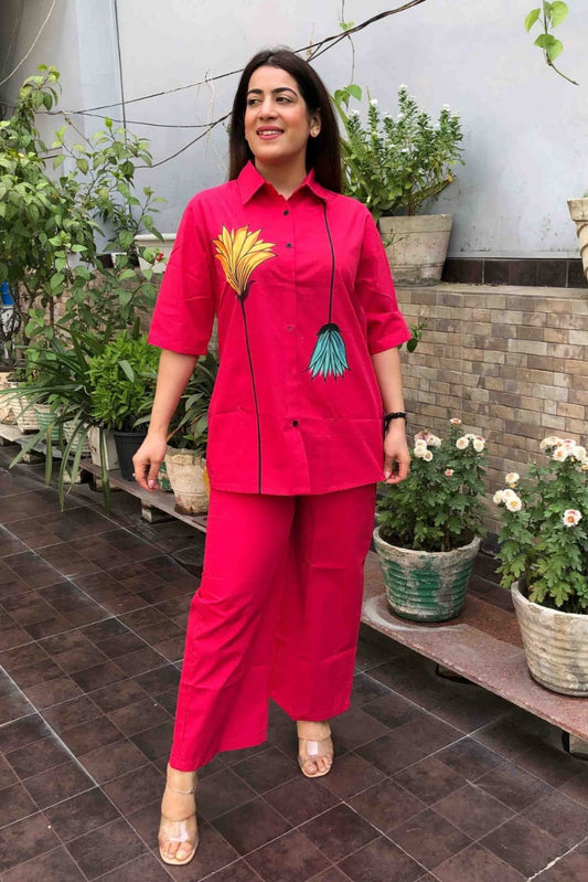 Our elegant  designer printed kurta & plazzo co-ord set set pure cotton - Vastra Gehna