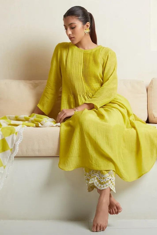 Our elegant designer thread kurta & plazzo  with dupatta  co-ord set pure cotton. - Vastra Gehna