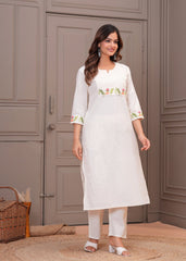 Our elegant designer kurta with pant co-ord set set pure cotton.