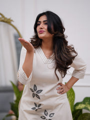 Our elegant designer kurta with pant co-ord set set pure cotton.