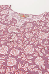 Our elegant purple  printed kurta wih plazzo co-ord set - Vastra Gehna