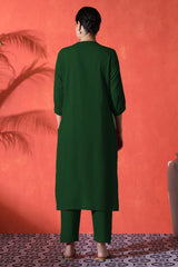 green suit with white heart print  on cotton Co-Ord Set - Vastra Gehna