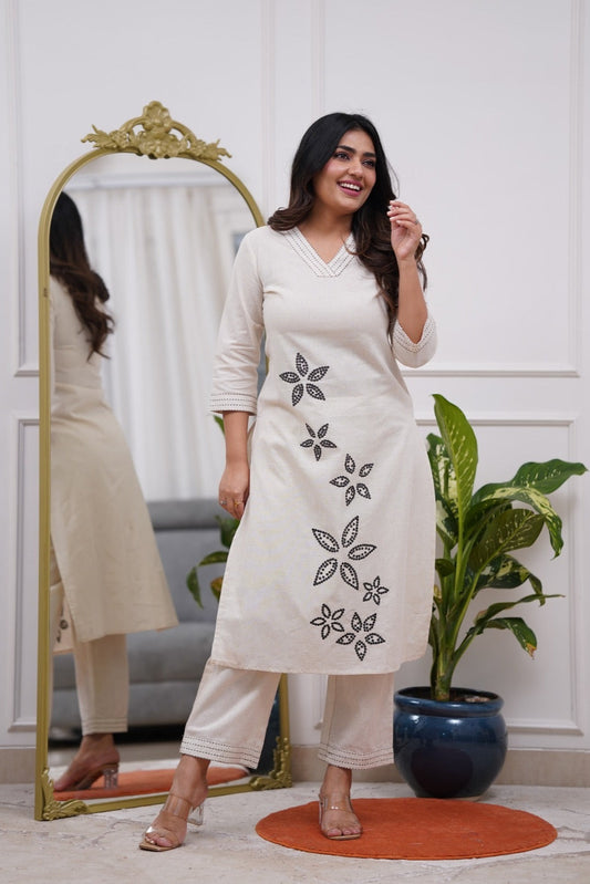 elegent white embroidary  Cotton Co-Ord Set (Copy) - Vastra Gehna
