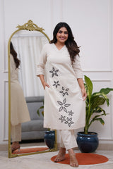 elegent white embroidary  Cotton Co-Ord Set (Copy) - Vastra Gehna