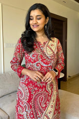 Our elegant designer printed work multicolours  kurta with plazzo co-ord set pure cotton