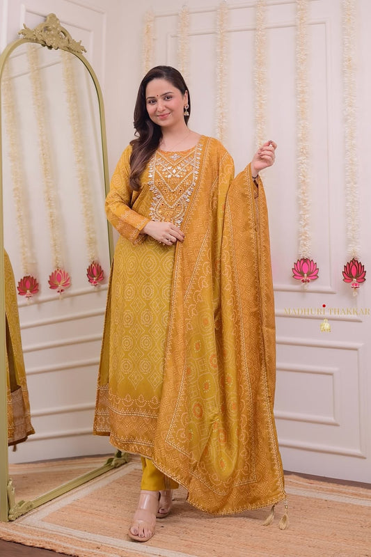 Our elegant designer  thread work kurta & plazzo with dupatta co-ord set pure cotton - Vastra Gehna