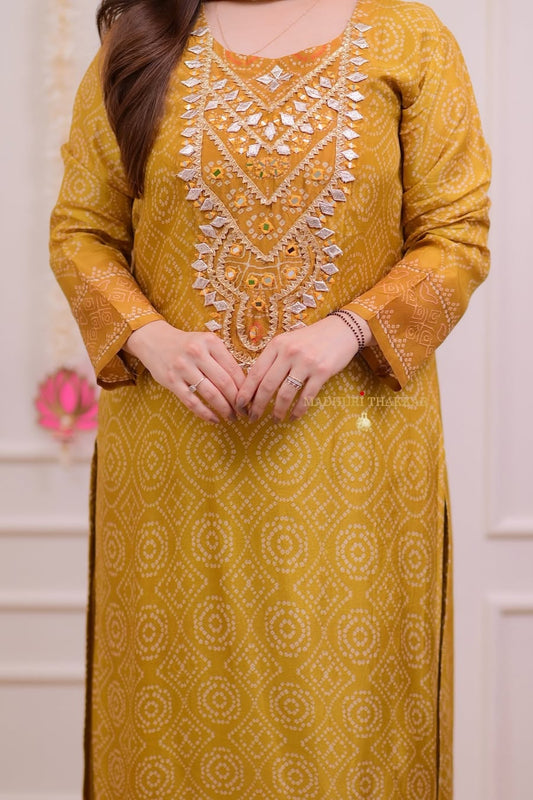 Our elegant designer  thread work kurta & plazzo with dupatta co-ord set pure cotton - Vastra Gehna