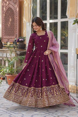 Elegant Embroidered Gown with Dupatta - Vastra Gehna