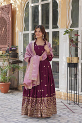 Elegant Embroidered Gown with Dupatta - Vastra Gehna