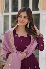 Elegant Embroidered Gown with Dupatta - Vastra Gehna
