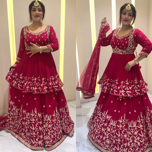 Hevay Natural Crep Silk With Heavy Embroidery 5mm Sequence Work.