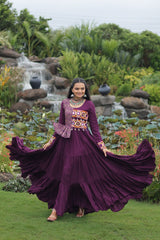 Reyon With Kutchi Gamthi Embroidered Work & Cotton Print Work