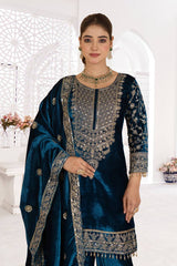 Pure Heavy Viscose Velvet With *Heavy Embroidery Coding Sequence Work* With Full Embroidery Sleeve