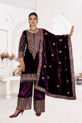 Pure Heavy Viscose Velvet With *Heavy Embroidery Coding Sequence Work* With Full Embroidery Sleeve
