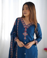 *Presenting  New Real Modeling Designer Party Wear Look Top-Bottom and Dupatta With Heavy Embroidery Work*