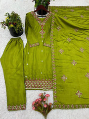 *Presenting  New Real Modeling Designer Party Wear Look Top-Bottom and Dupatta With Heavy Embroidery Work*