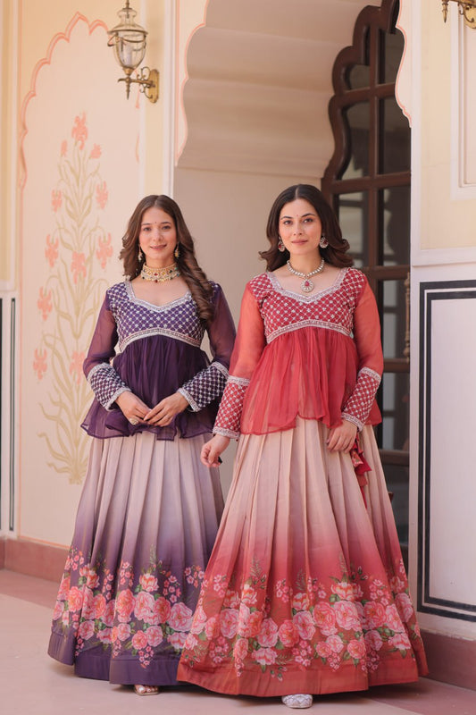 Chiffon with Beads Embroidered work