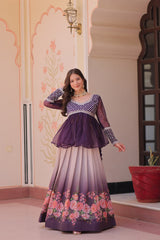 Chiffon with Beads Embroidered work