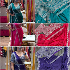 DESIGNER PARTY WEAR LAHENGA SAREE WITH STICH BLOUSE WITH EMBROIDERY WORK