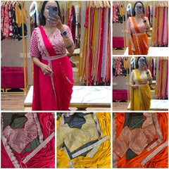 uper Trending Embroidery cording work ready to wear saree with Embroidery Blouse