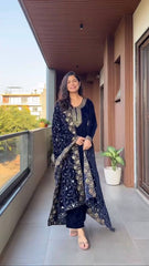 VELVET COLLECTION FOR THIS WINTER SEASON OUR EXCLUSIVE 3 PIECE PANT PAIR WITH SEQUENCE EMBROIDERY WORK