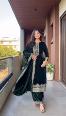 VELVET COLLECTION FOR THIS WINTER SEASON OUR EXCLUSIVE 3 PIECE PANT PAIR WITH SEQUENCE EMBROIDERY WORK