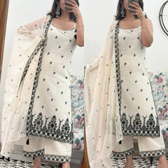 Maska Cotton Silk Fancy Border With Multi Needle Work, Sequence Work, Embroidery Work. suit